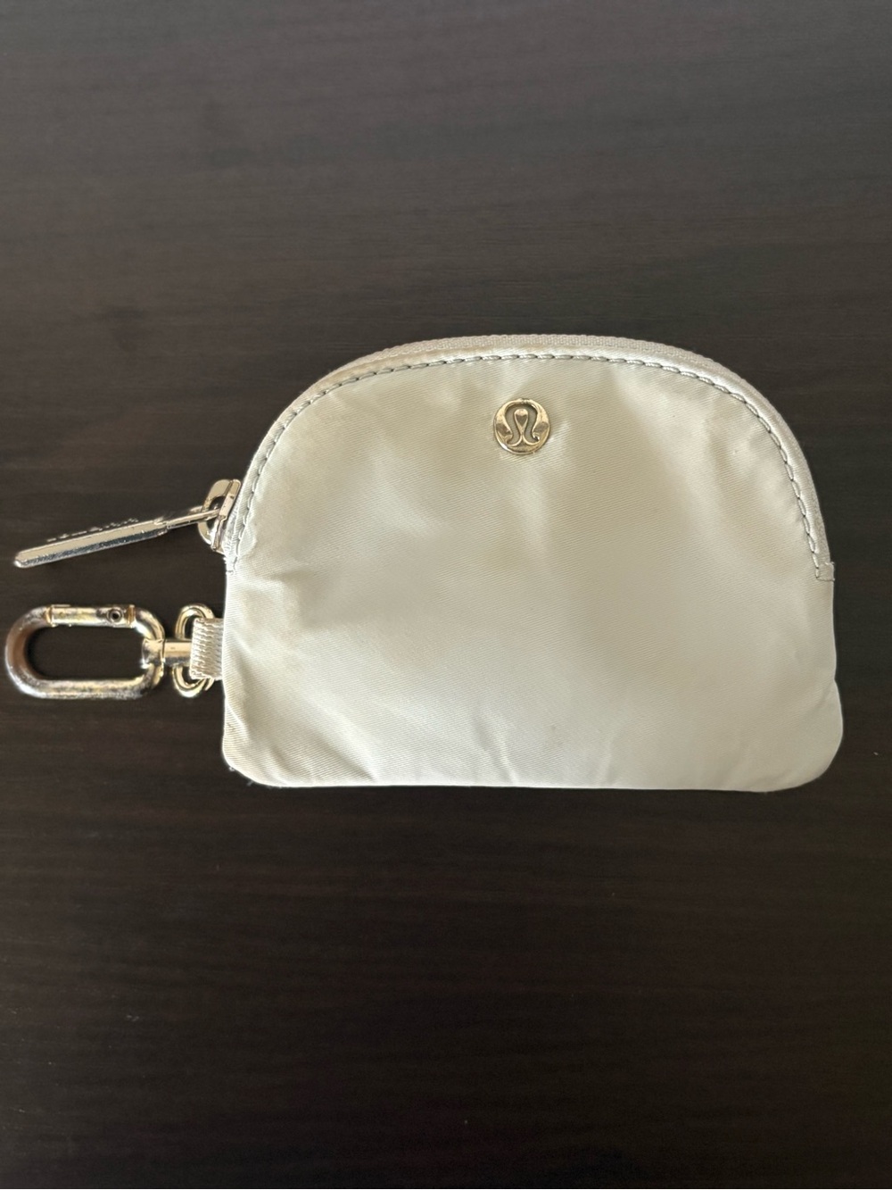 lululemon athletica Cream Nylon Key Pouch with Gold Clip